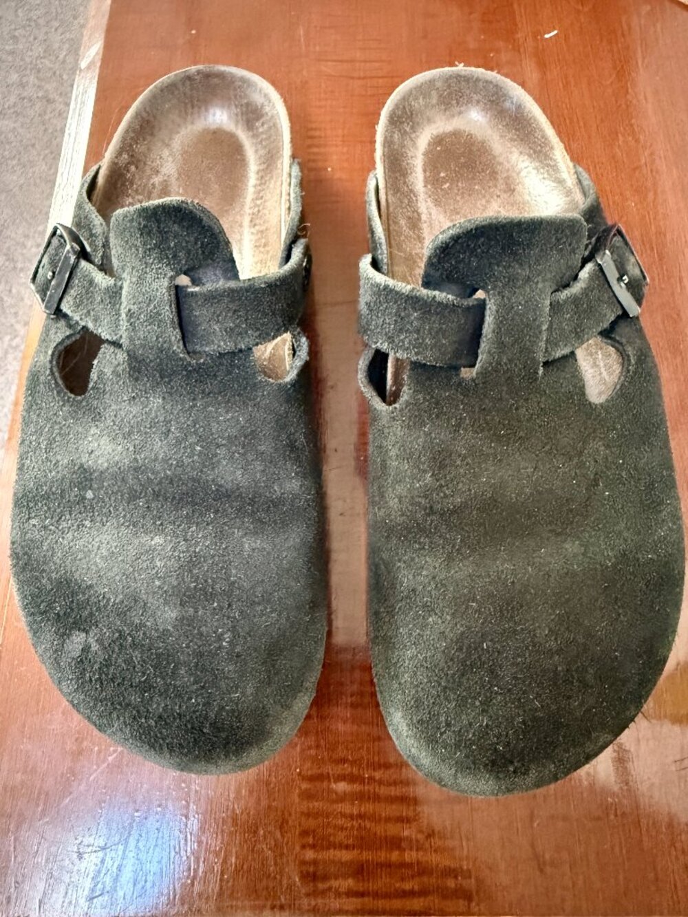 Birkenstock Clog Shoes Womens Size 39 Black Suede Boston Slip On Comfort Casual